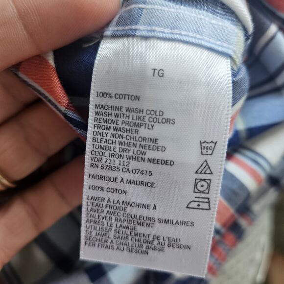 Nautica Mens XLarge Sea Voyage Plaid Classic Button Up Shirt Cotton Patriotic - Picture 7 of 11